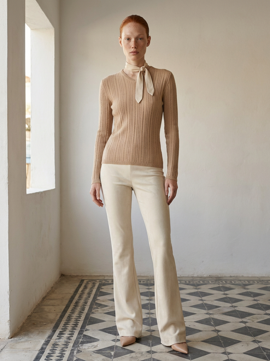 Suede Flared Trousers