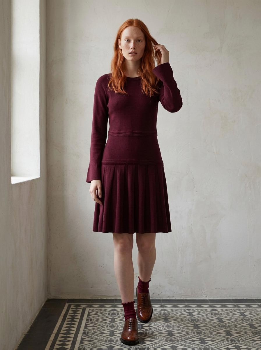 Chevron Pleated Dress