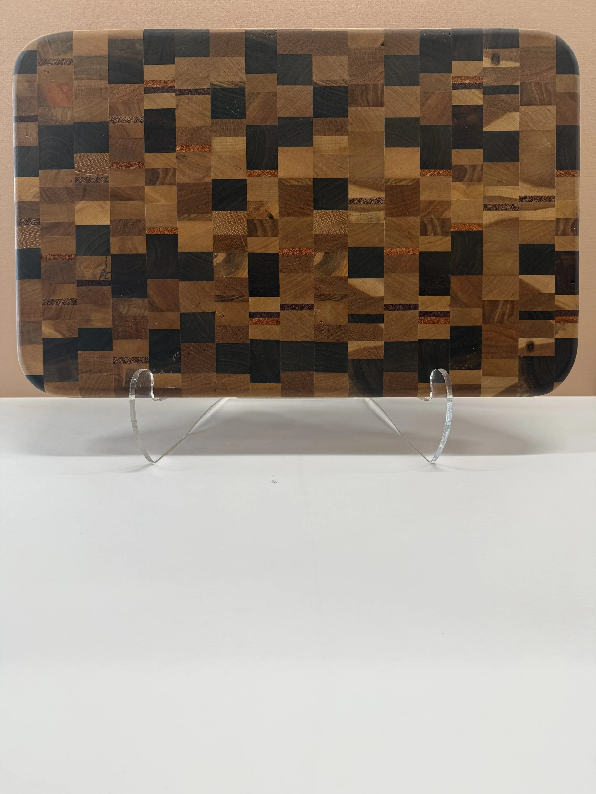 Large Checkered Hardwood Cutting Board