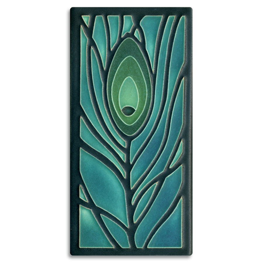 4x8 Peacock Feather Tile - Dark Ocean