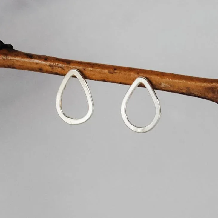 Small Tear Drop Stud Earrings - Sterling Silver