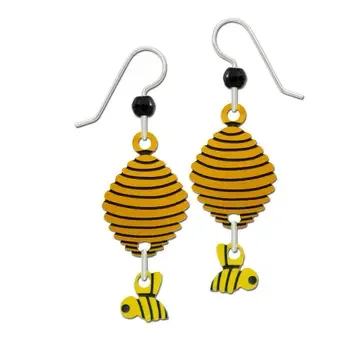 Hive with Honey Bee Drop Earrings