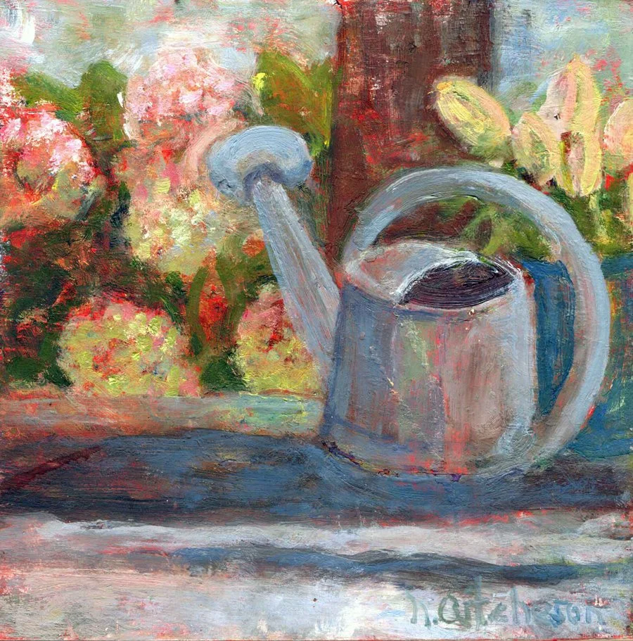 Watering Can & Hydrangeas
By Nancy Aitcheson

Oil
10×10