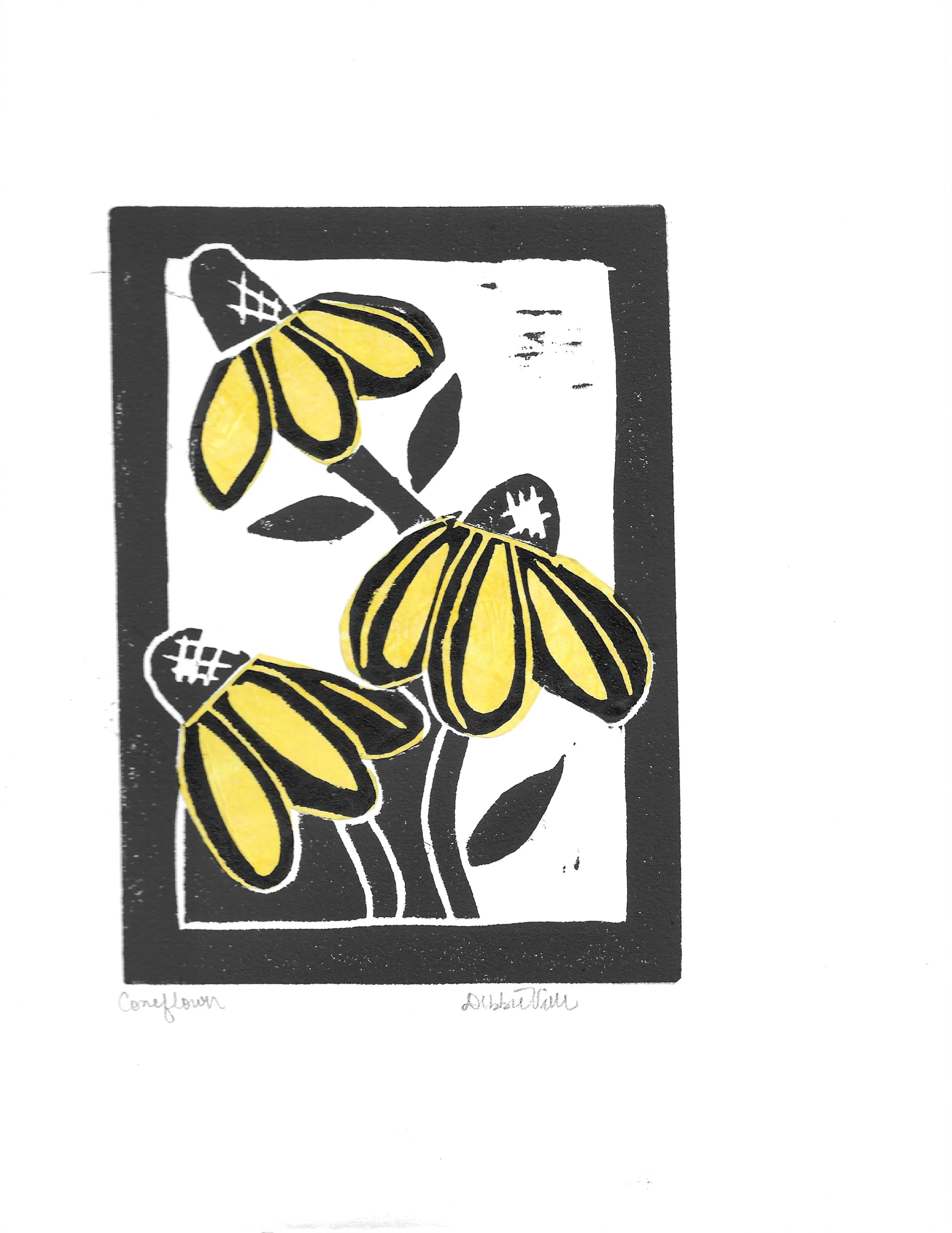 Coneflower Yellow (unframed)
Debbie Viele
linocut 5 x 7
$70.00