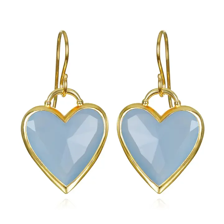Blue Heart Gold-Accent Earrings