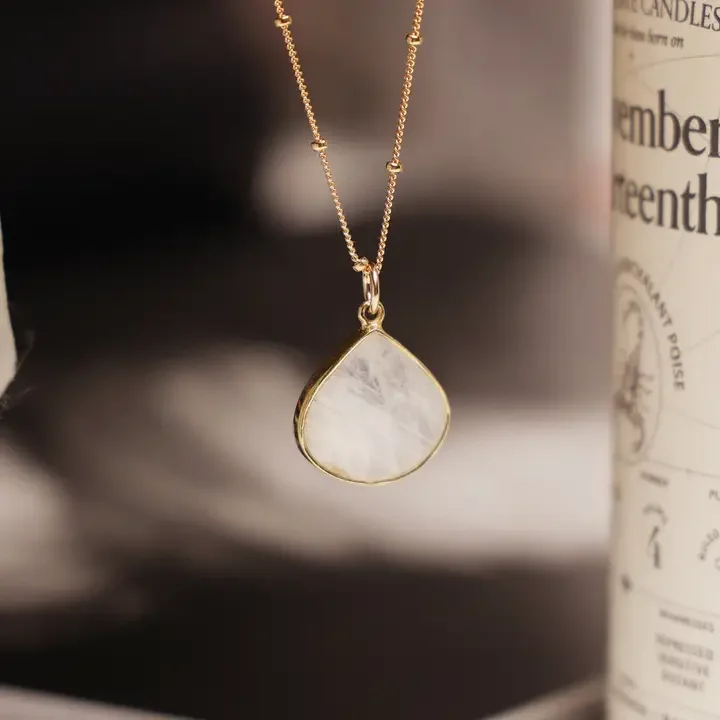 Moonstone Drop Pendant Necklace