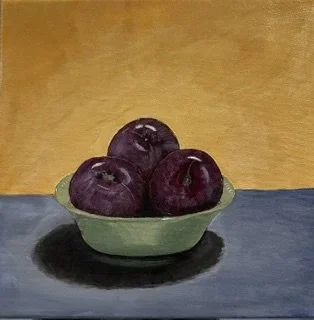Plums in a Vintage Bowl
