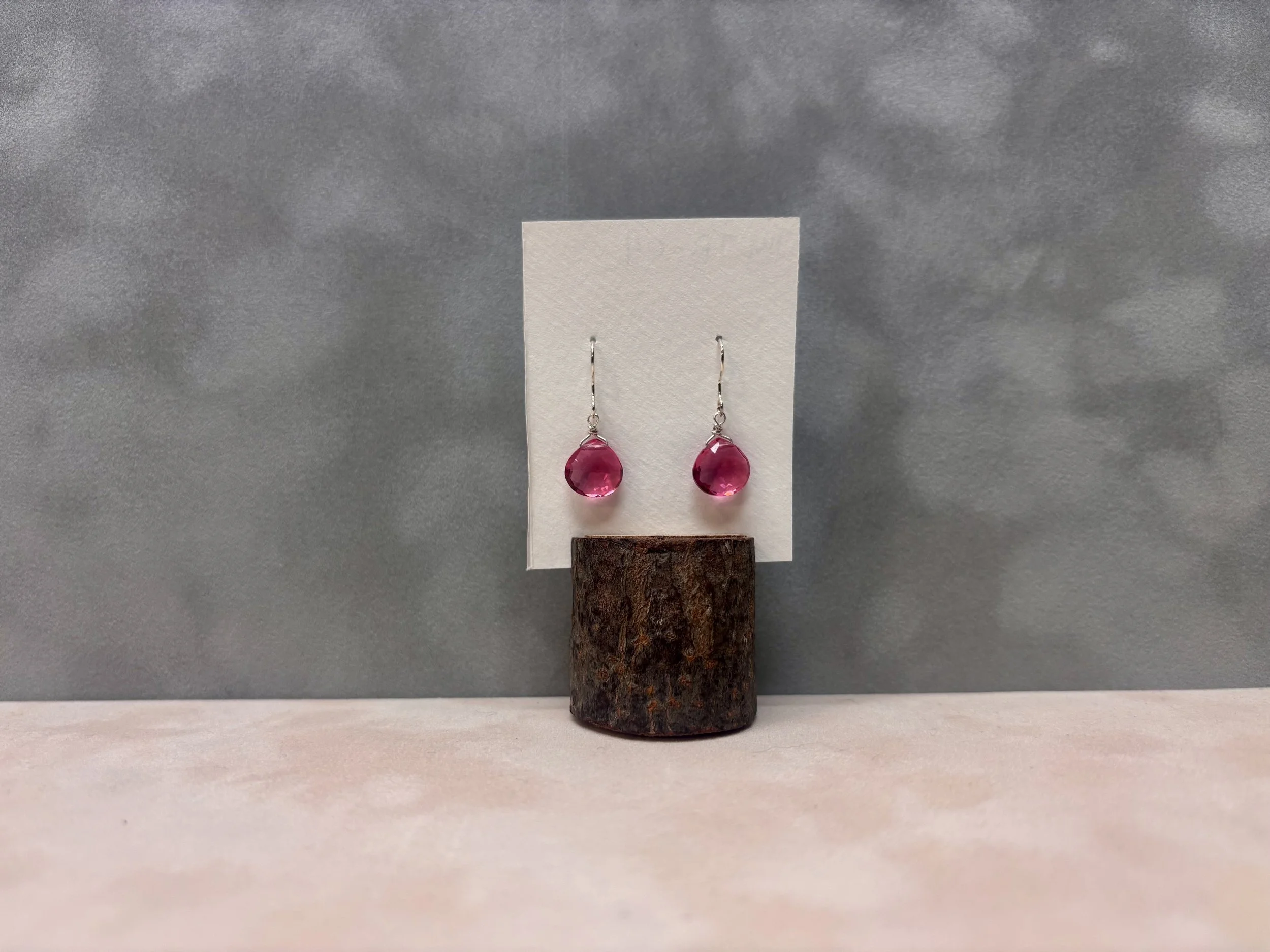Pink Quartz Silver Earrings