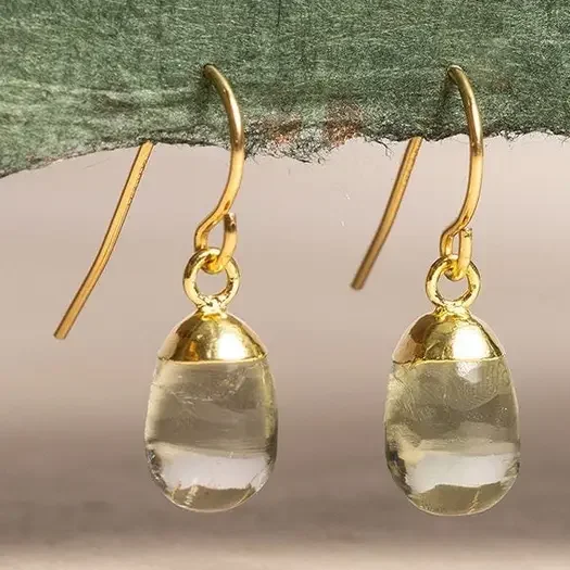 Crystal Teardrop Earrings-Gold Finish