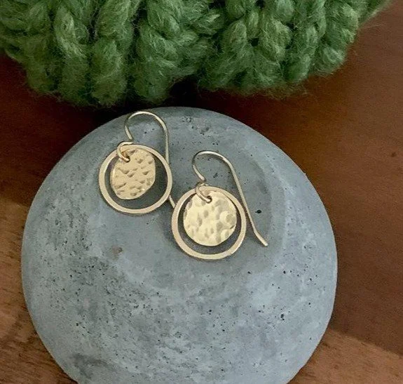 Hammered Halo Earrings - Gold-Filled