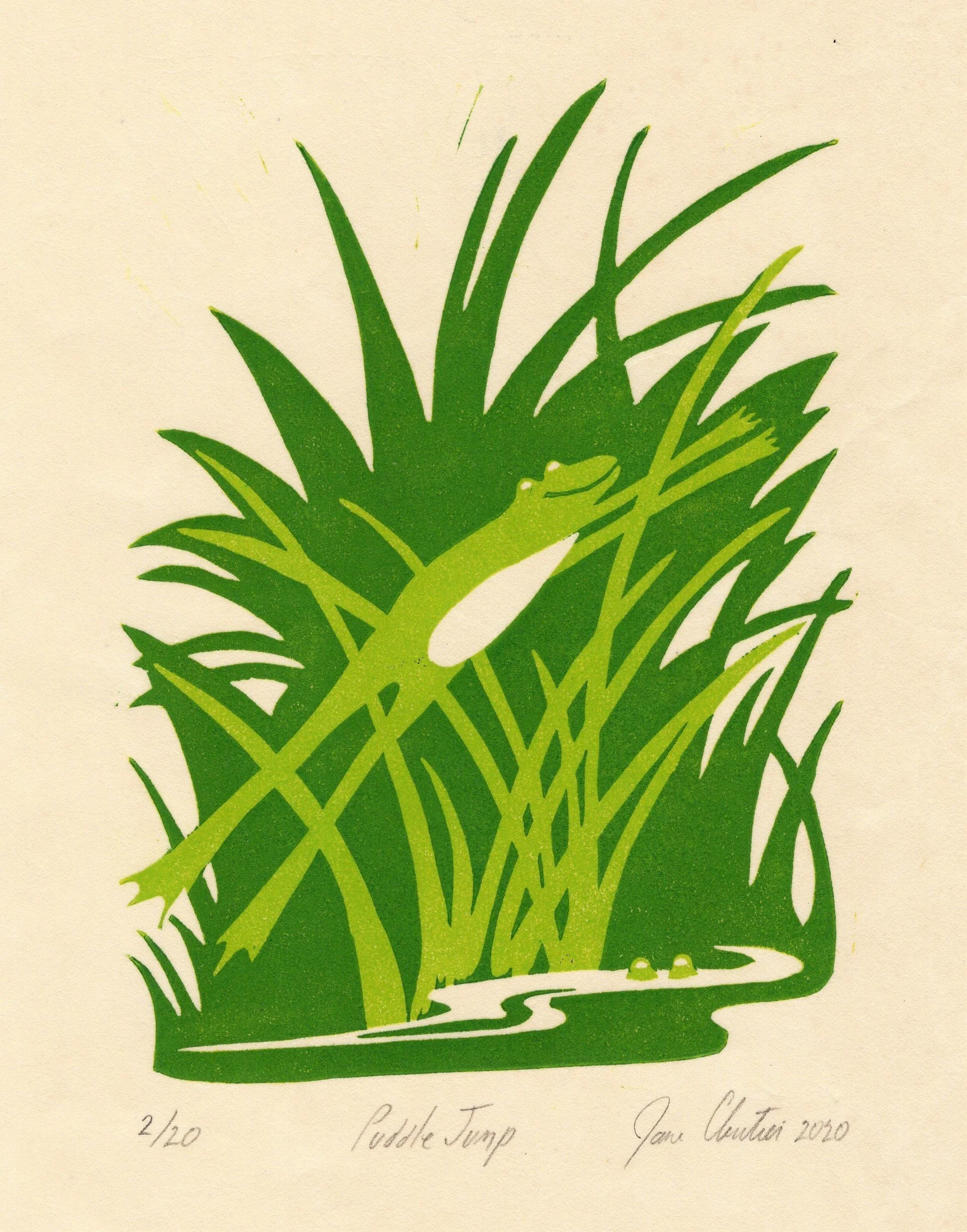 Puddle Jump (unframed)
Jane Cloutier
linocut 8 x 13
$50.00