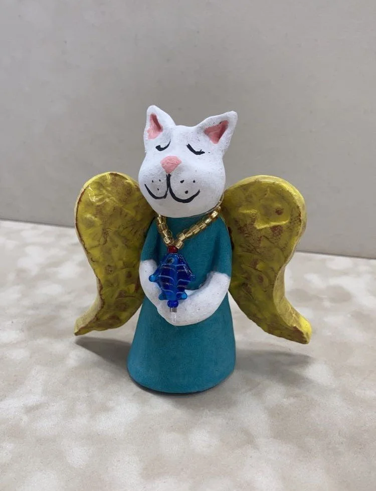 Winged Peace Kitty with Fish