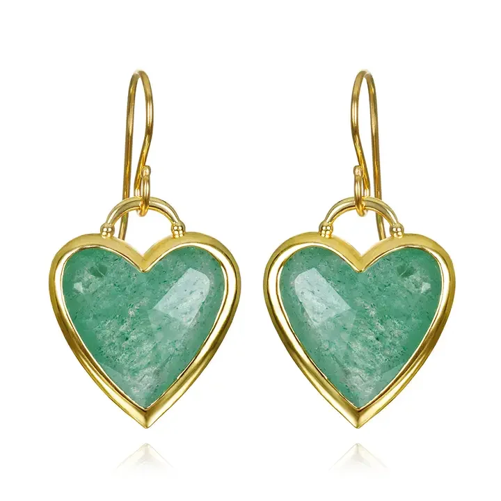 Elegant Green Heart-Shaped Earrings