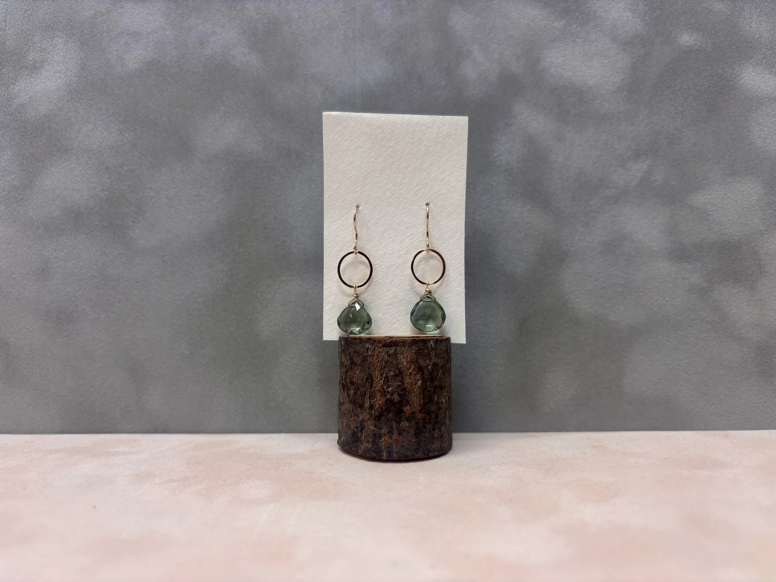Green Amethyst Gold Earrings