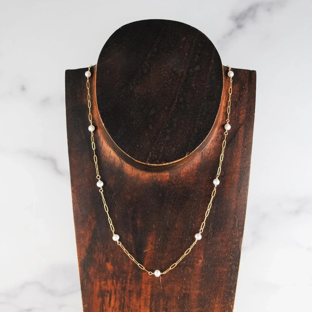 Floating Pearl Necklace - Gold Filled