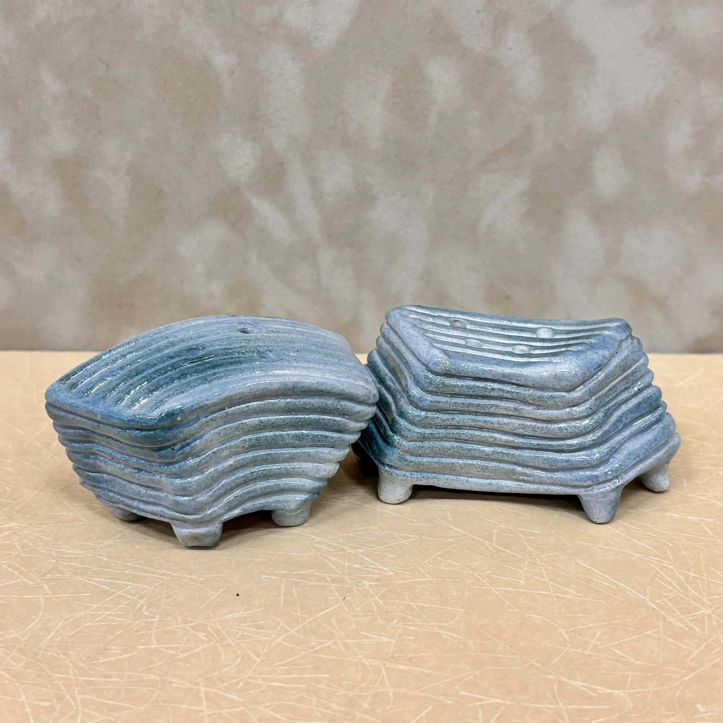 Salt and Pepper Shakers - Blue Striped