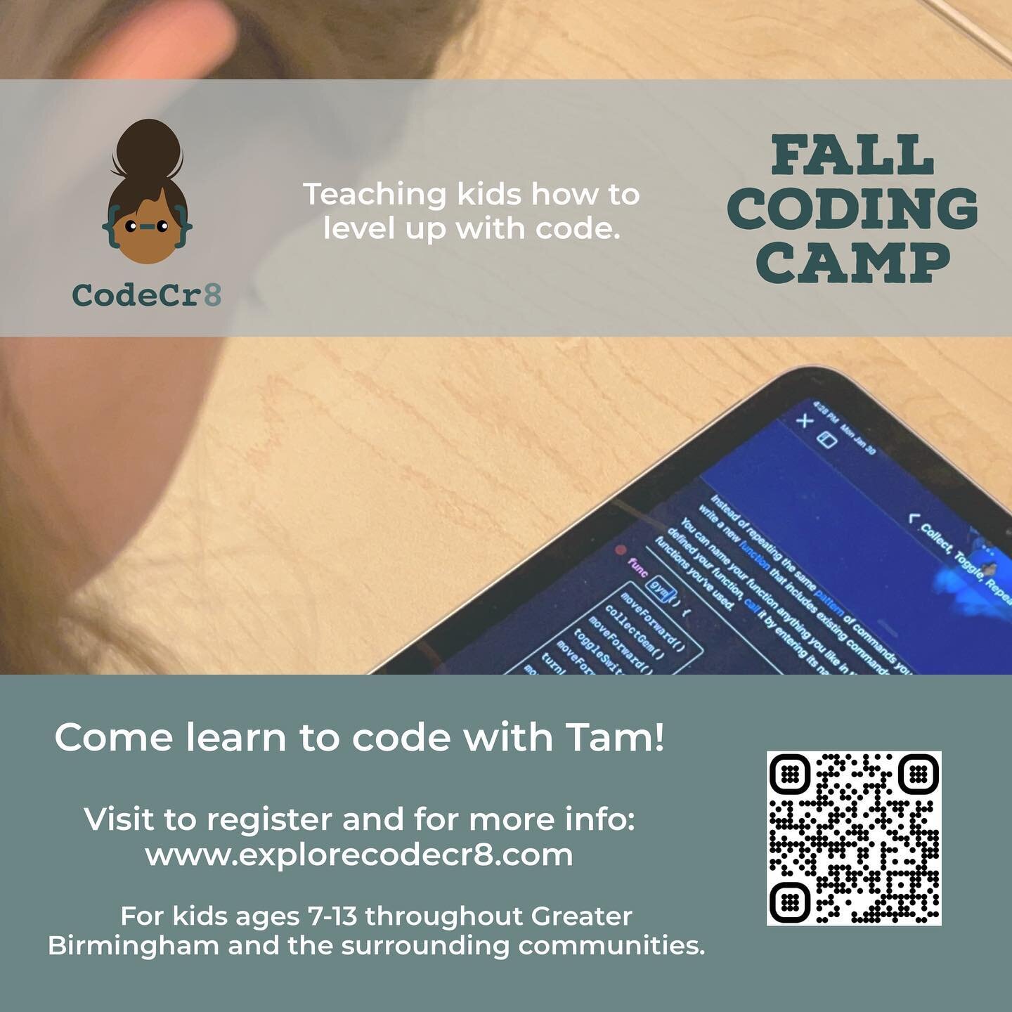 It&rsquo;s August 1st and registration opens today for my Fall Coding Camp.

During this camp kids will develop coding skills utilizing robotics and STEM exercises. 

This 6-week camp will take place on  Wednesdays in the Fall. 

September 13 - Octob