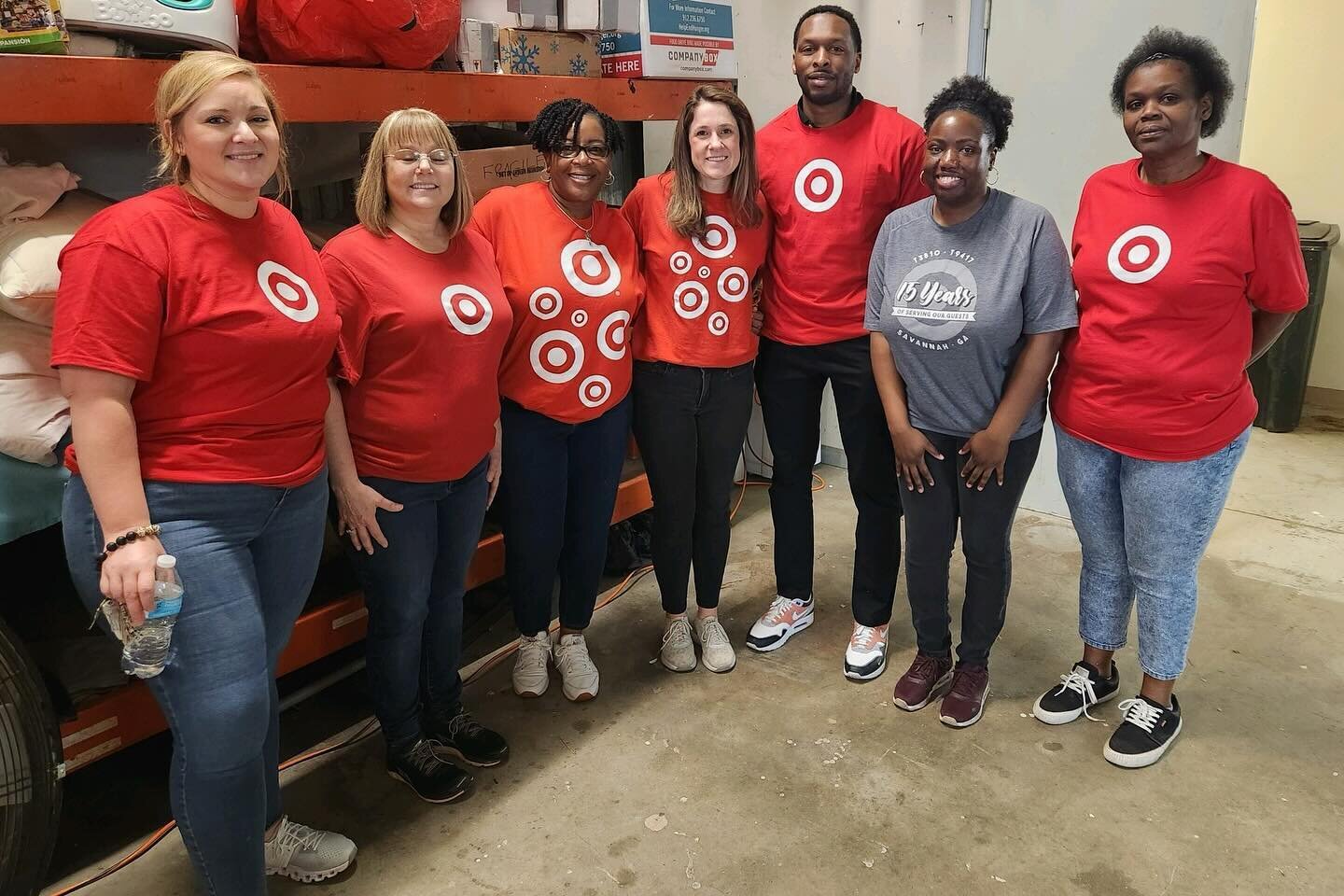 Heartfelt thanks to this Target team for their invaluable assistance in organizing the warehouse space behind our Clothing Closet. Your support is deeply appreciated.