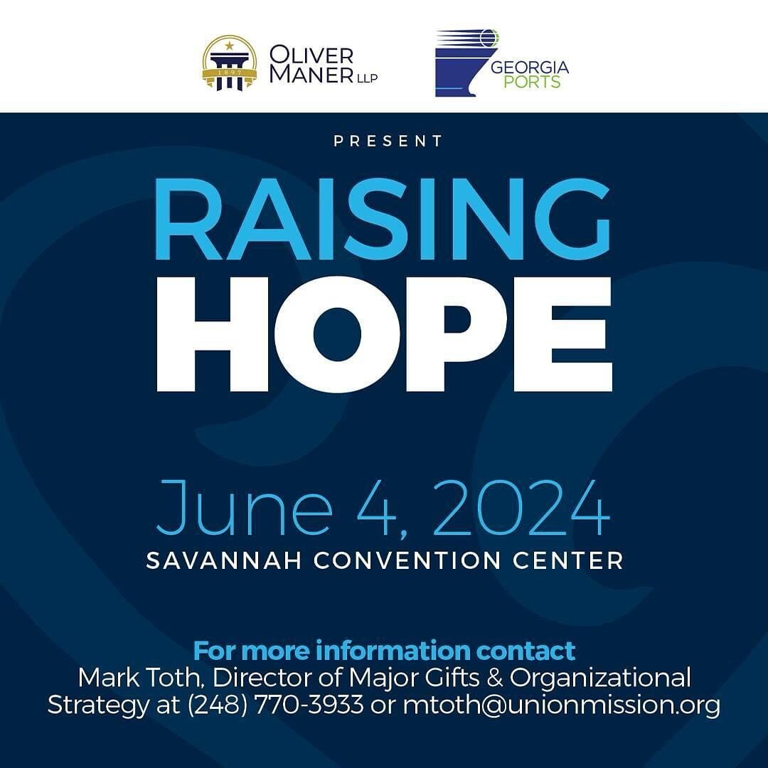 Enormous gratitude and appreciation to our presenting sponsors for Raising Hope 2024 - Oliver Maner LLP and Georgia Ports Authority. Their generous support fuels our mission to assist our community members experiencing homelessness. Together, we&rsqu