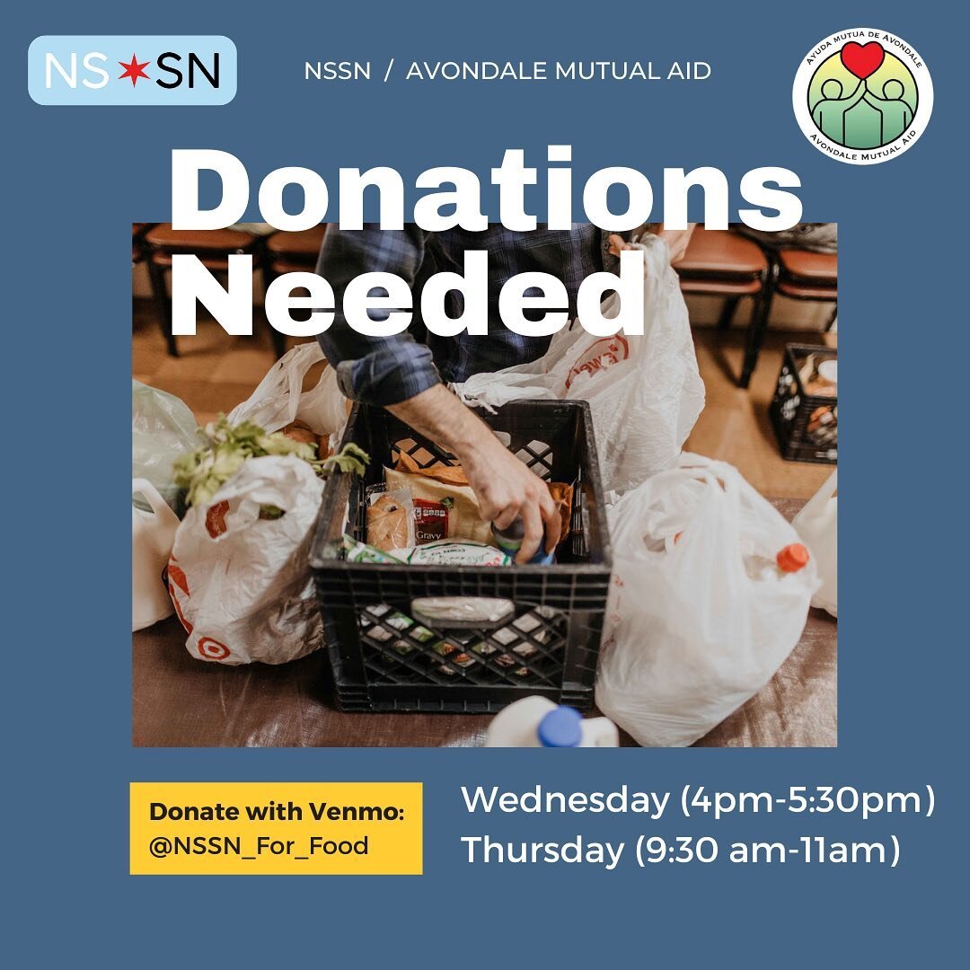 Call for donations for our next free groceries market with @avondalemutualaid on Thursday, March 18th at St. Nicolai United Church, 3000 N. Kedzie.

Food donations are appreciated and will be accepted at St. Nicolai on Wednesday, March 17th during co