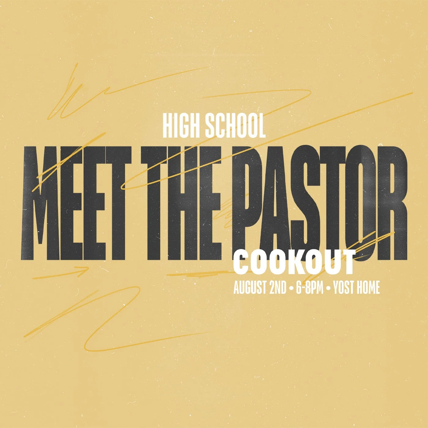 Come to the High School Meet the Pastor Cookout to get to know our new HS/YA Pastor, Evan Hodkinson. We'll meet at the Yost's house for dinner and backyard games (Ninesquare, spikeball, cornhole, kickball, and more).

Pizza and drinks will be provide