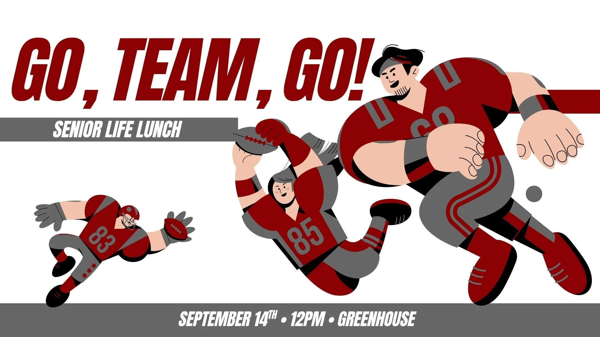 Go, Team, Go!
Sunday, September 14 | 12:00 PM | The Greenhouse. 
Join us for a tailgate-themed lunch to kick off the fall season! We'll have OSU football decor, good food, and great company.
Free and open to all seniors. Sign up to let us know you ar