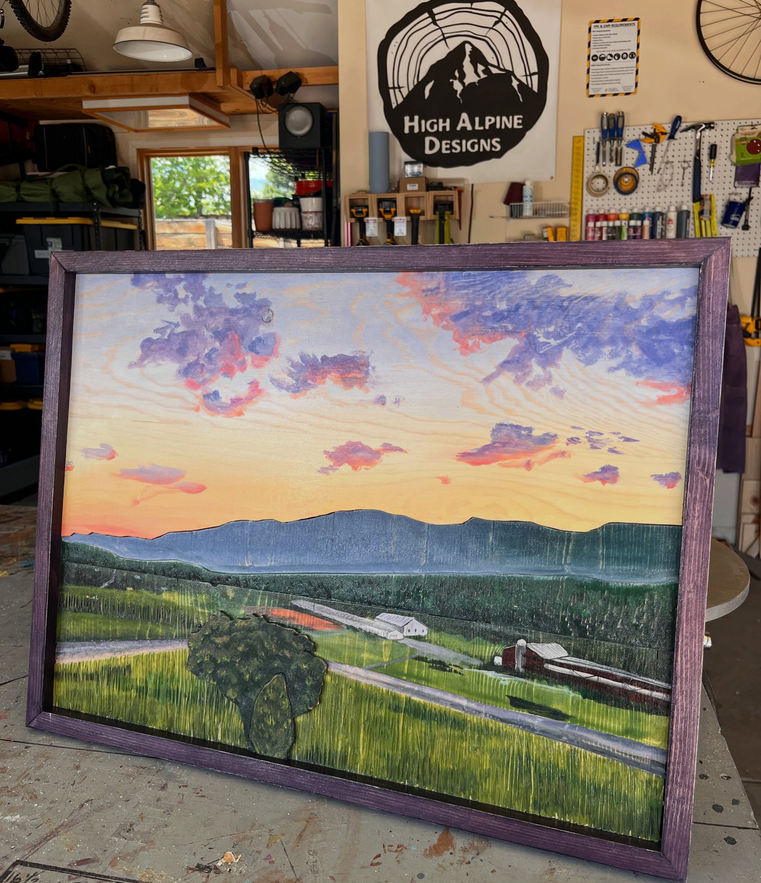 I don&rsquo;t think the wood grain in the sky could have been any more perfect. What do you think?
.
I&rsquo;m back on summer vacation now and so excited to make lots of new work. If you have any ideas for pieces you&rsquo;d like to see, drop a comme