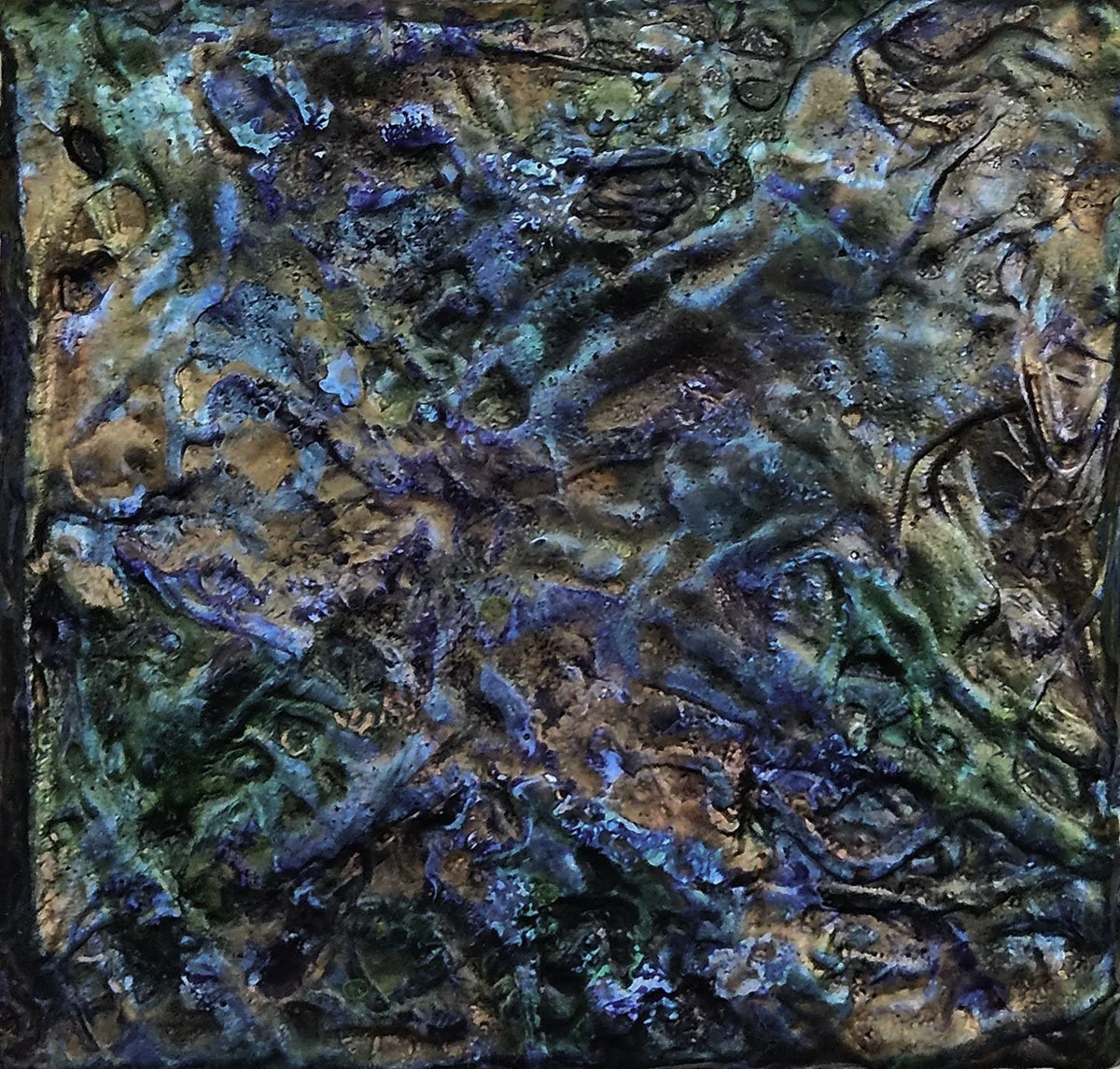 Earthly Terrain (3) - Acrylic on Panel, 6 x 6 inches © Maureen McCabe MA Artist