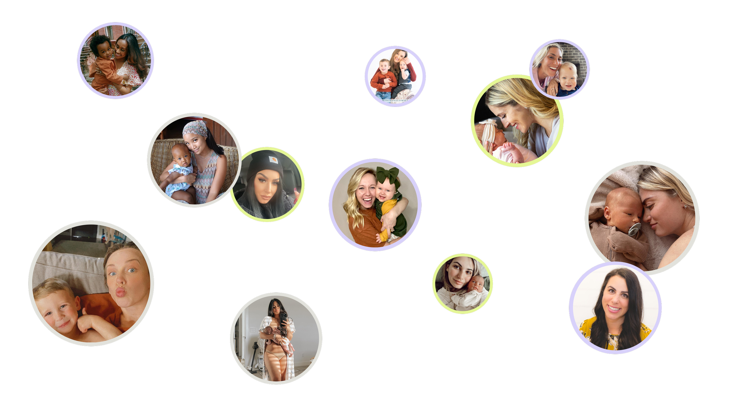 Collage of influencers in different colored circles