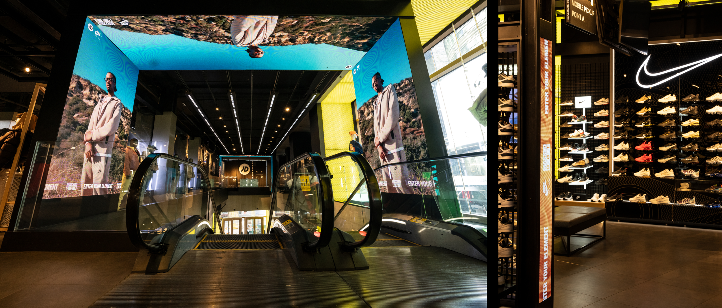 Escalator inside JD Sports