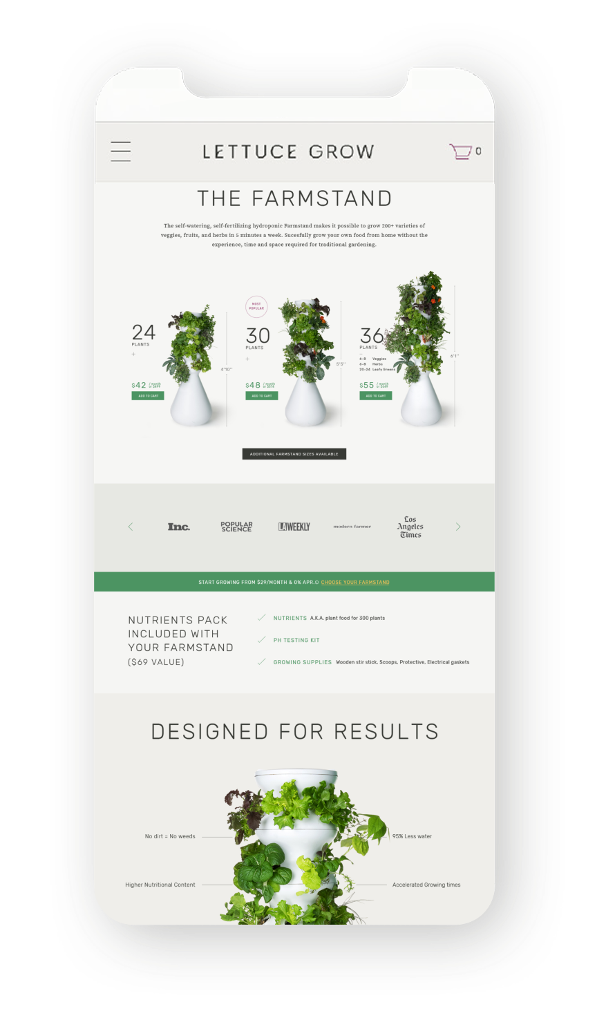 Lettuce Grow Farmstand mobile page