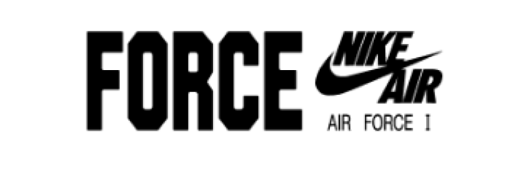 Black text of Nike Air Force 1