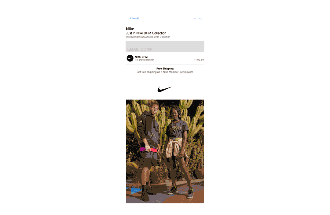 Email mockup for nike's campaign "Future Movement"