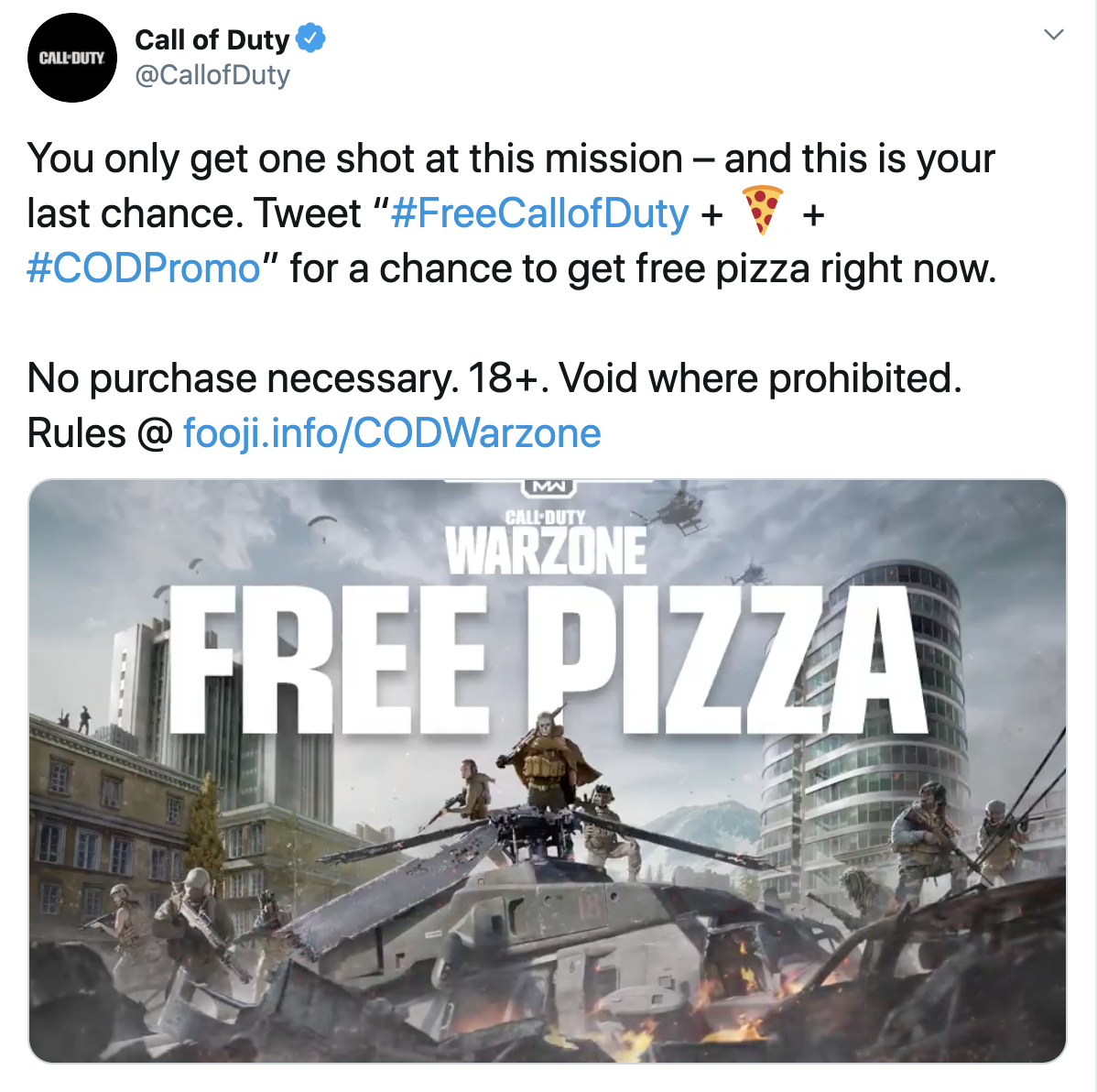 Twitter post from Call of Duty