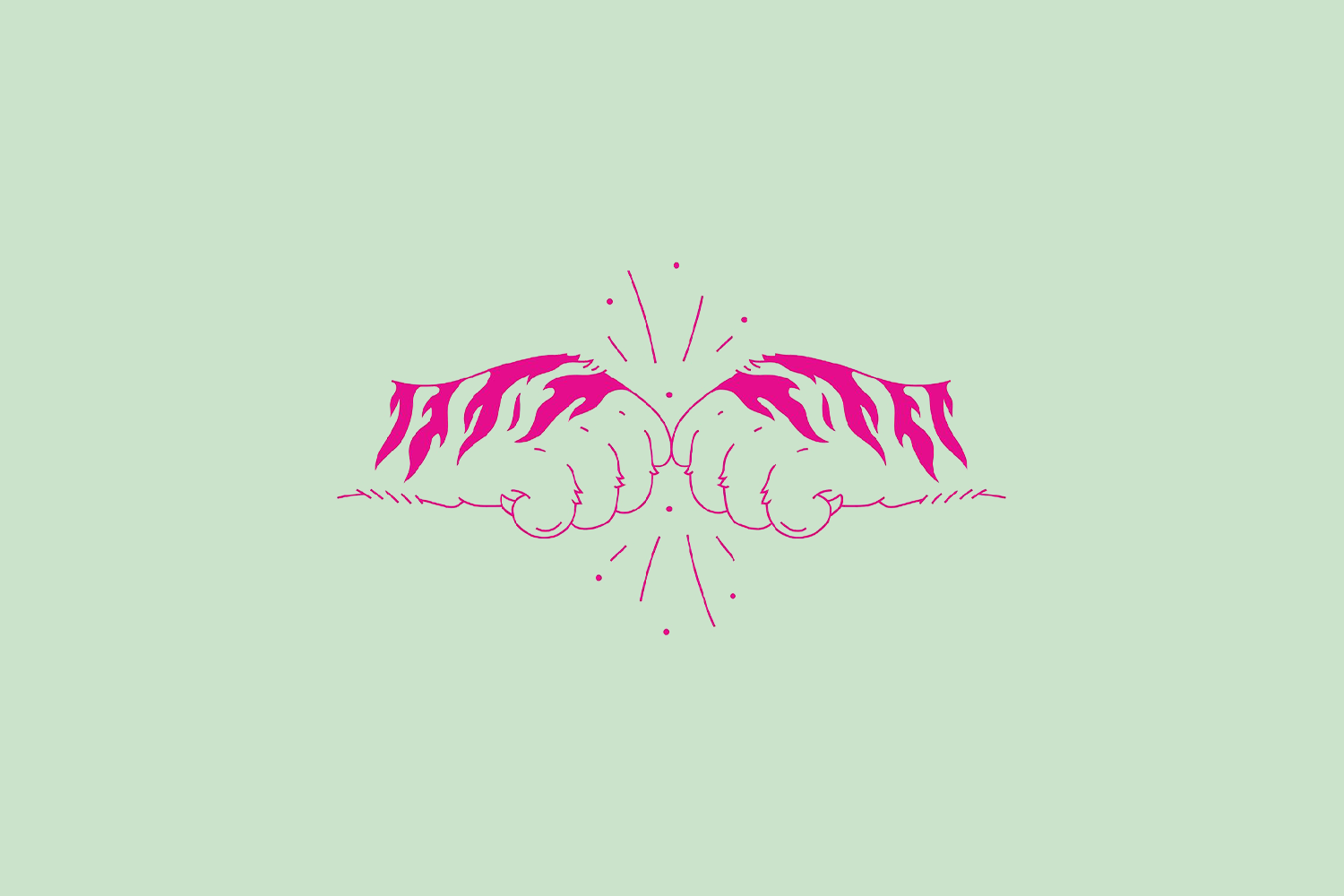 Two tiger fists bumping