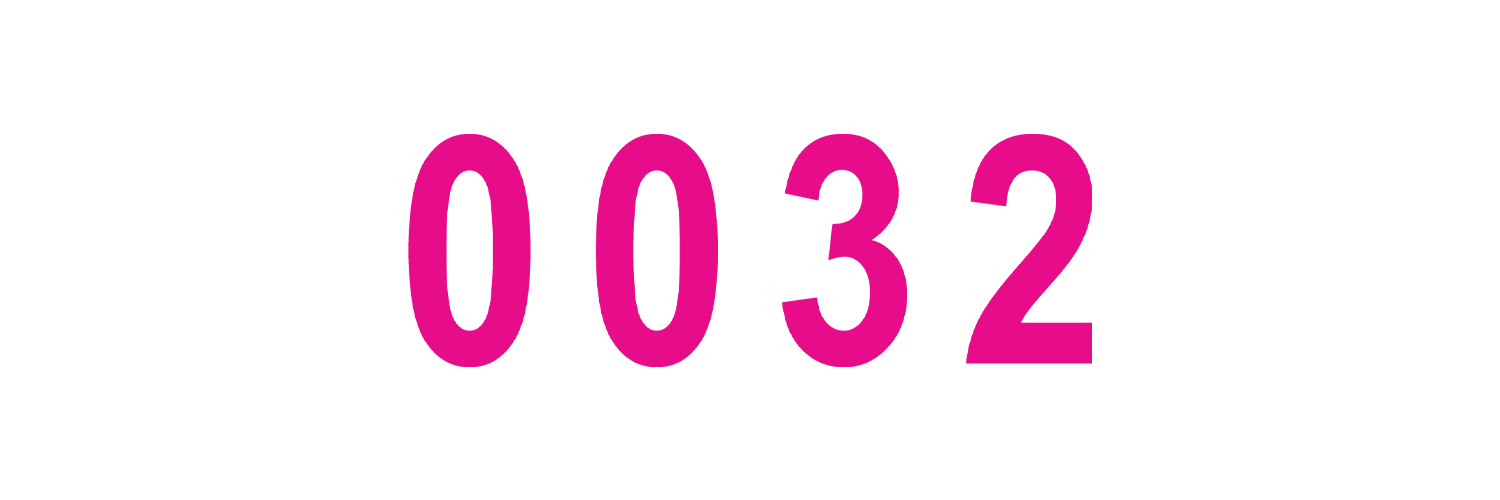 Pink numbers that read "0032"