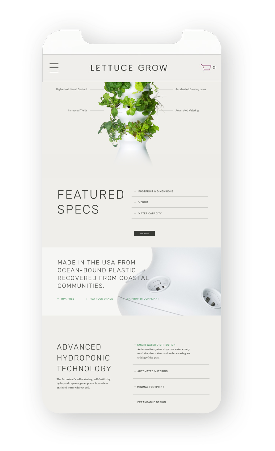 Lettuce Grow Farmstand mobile page