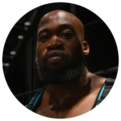 Close up of Isaiah in omorpho vest