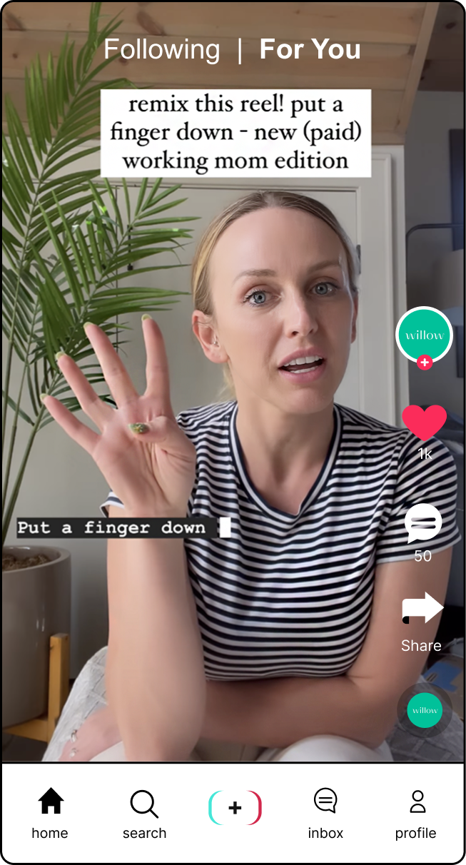 Influencer TikTok post for Willow