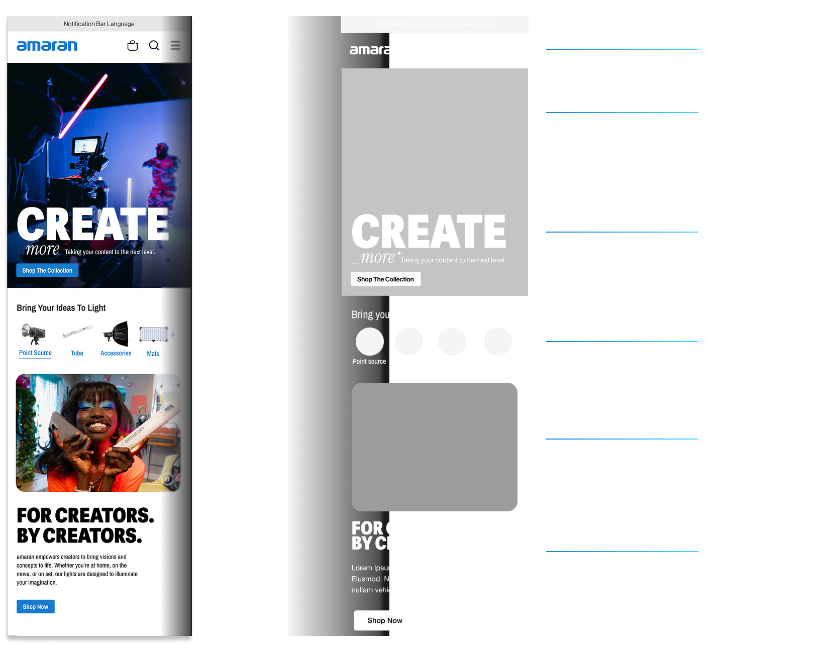Amaran's user flow broken down visually of the user interface