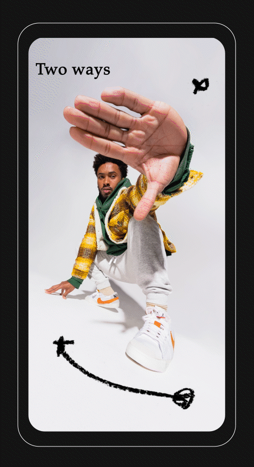 Images rotating of man and woman from photoshoot with text that reads "Two Ways"