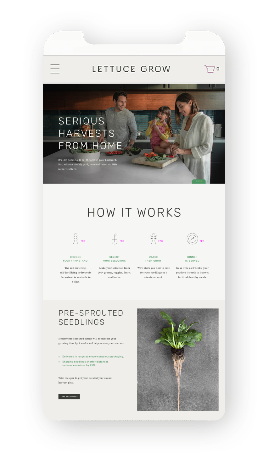 How it works page for Lettuce Grow on mobile