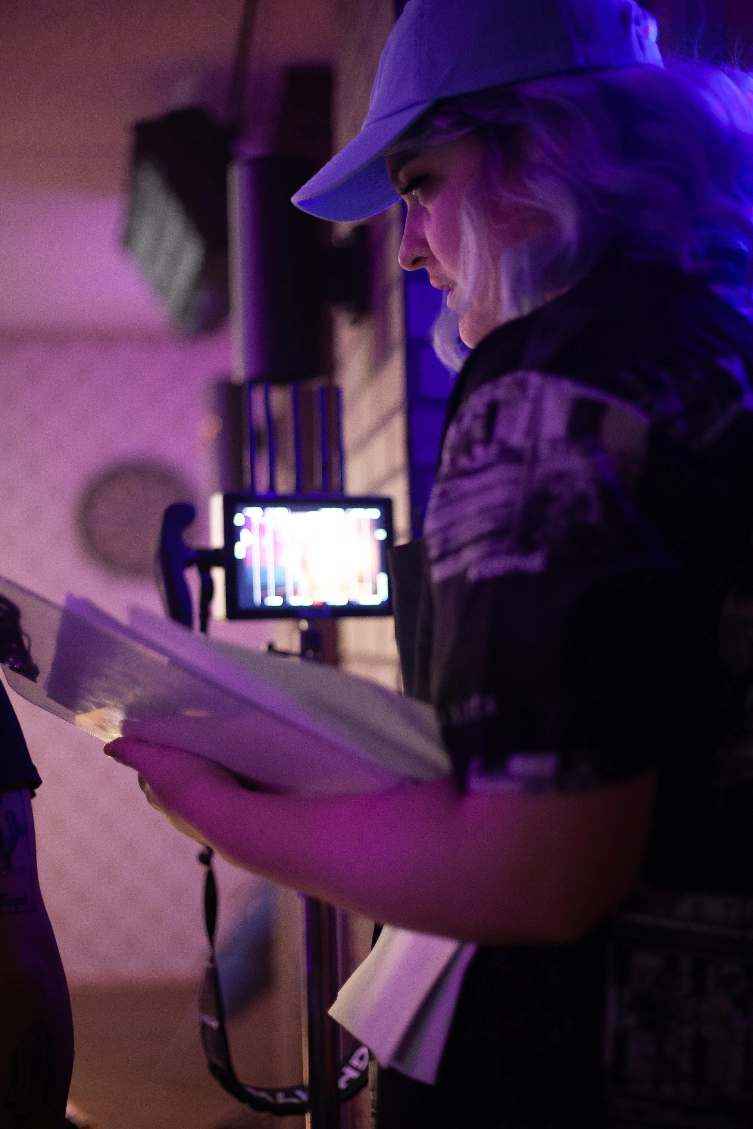 Behind scenes of a woman in video production