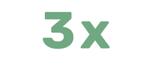 Green text that reads "3x"