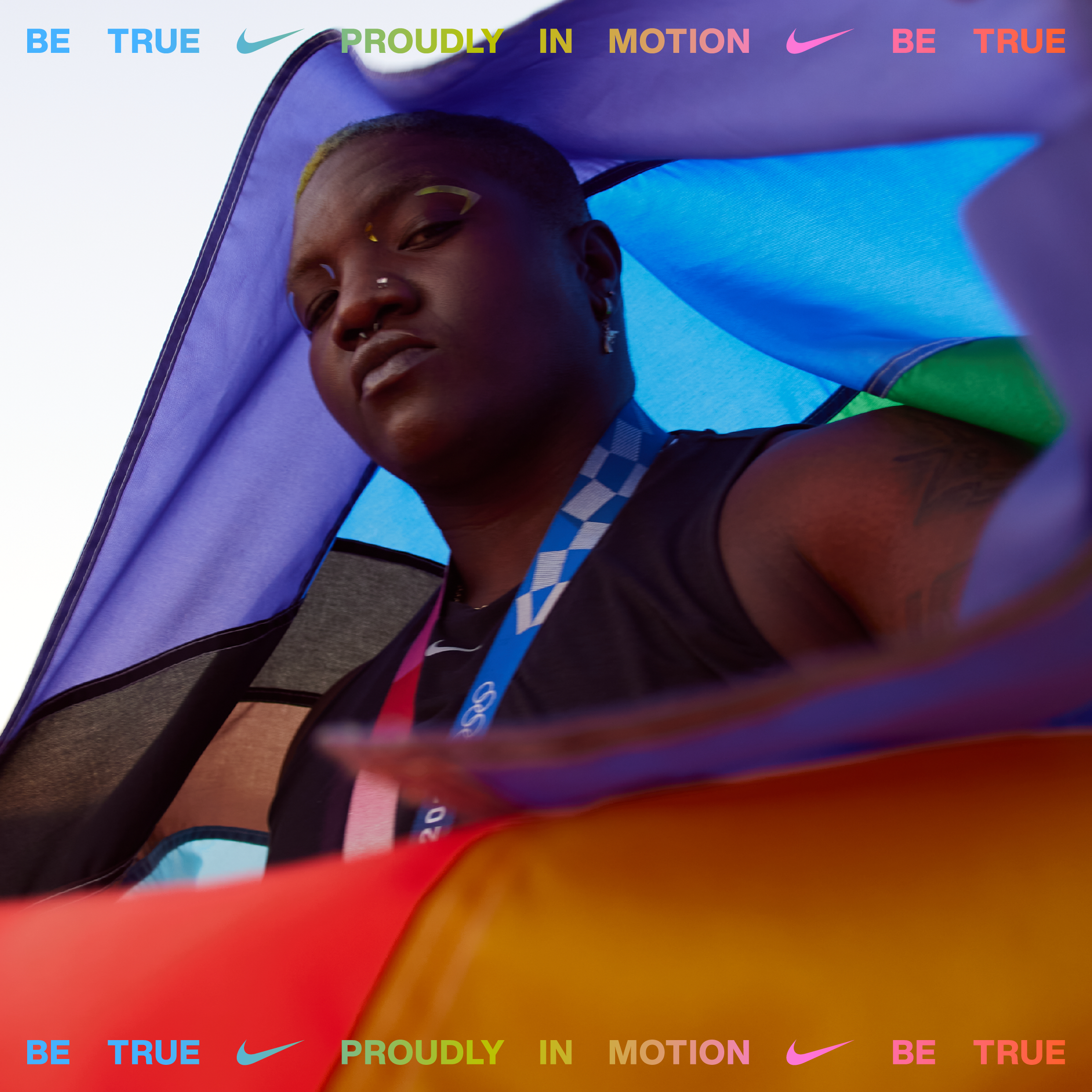 Raven Saunders with pride flag