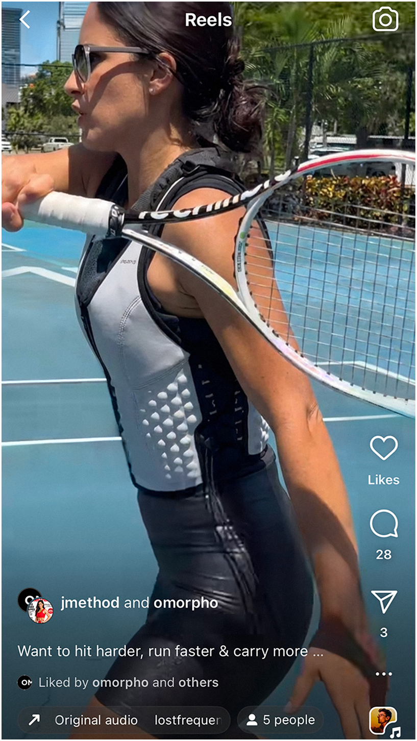 Jennifer Jacobs playing tennis on an instagram reel