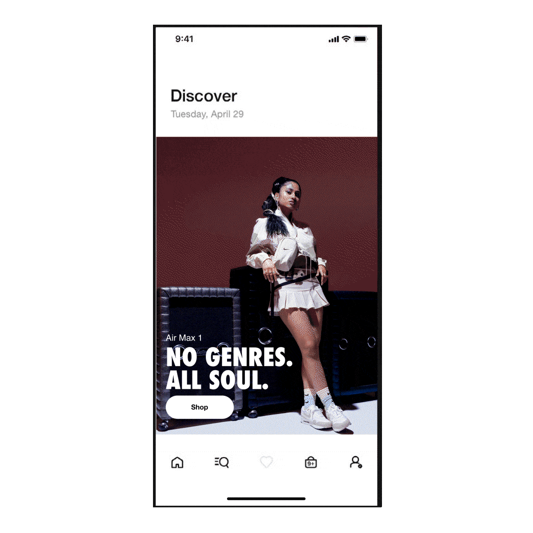 Mockup of Nike app thread of Ashley Mehta