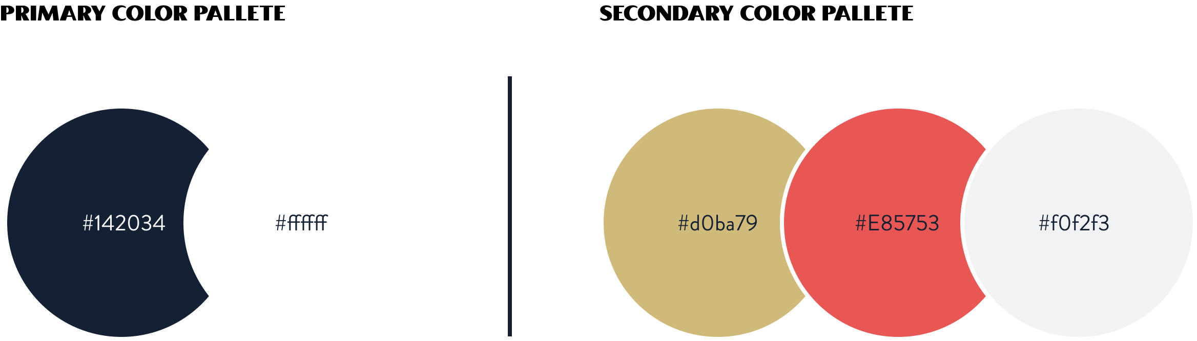 Primary and secondary colors that consist of blue, white, gold, coral, and grey