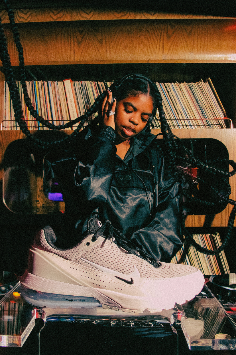 Nike Air Max shoe ontop of DJ table