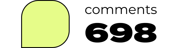 Icon representing comments that reads "698"